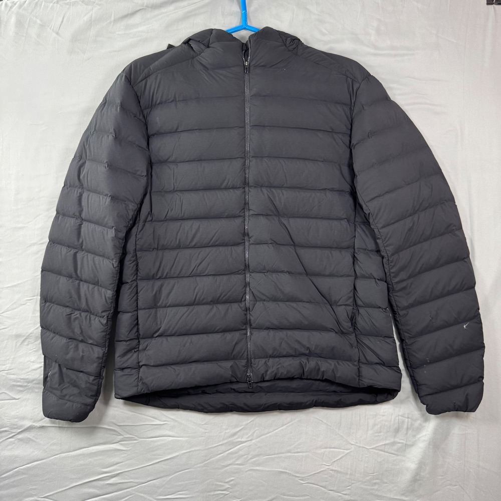 Lululemon Navigation Stretch Down Hoodie Black Puffer Jacket Mens M Athleisure
